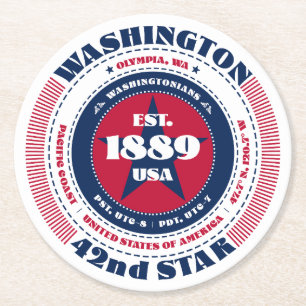 Washington Rött vitt blått Typography Underlägg Papper Rund