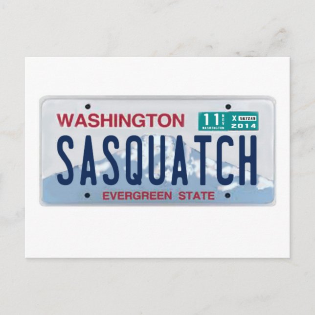 Washington Sasquatch-licensskylt Vykort (Framsida)