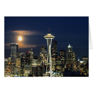 Washington, Seattle, Silhuett på natten från Kerry Hälsningskort