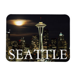 Washington, Seattle, Silhuett på natten från Kerry Magnet