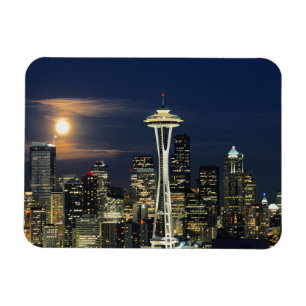 Washington, Seattle, Silhuett på natten från Kerry Magnet
