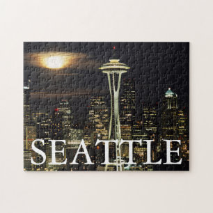 Washington, Seattle, Silhuett på natten från Kerry Pussel
