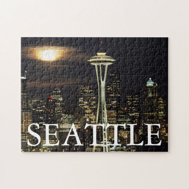 Washington, Seattle, Silhuett på natten från Kerry Pussel (Horisontell)