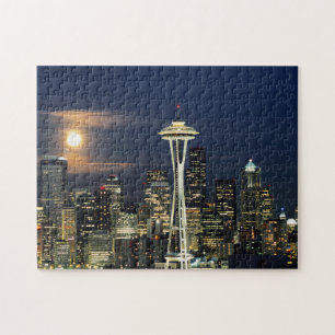 Washington, Seattle, Silhuett på natten från Kerry Pussel