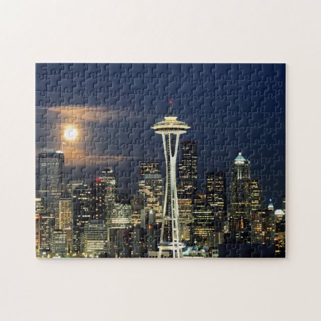 Washington, Seattle, Silhuett på natten från Kerry Pussel (Horisontell)
