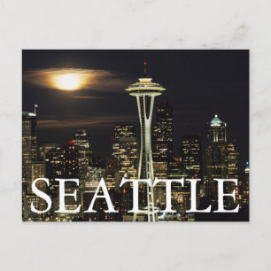 Washington, Seattle, Siluett vid natt från Kerry 2 Vykort