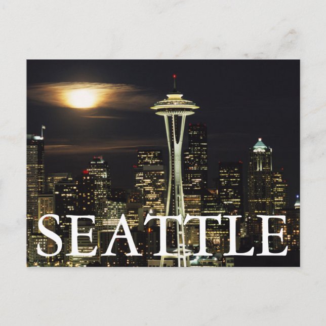 Washington, Seattle, Siluett vid natt från Kerry 2 Vykort (Framsida)