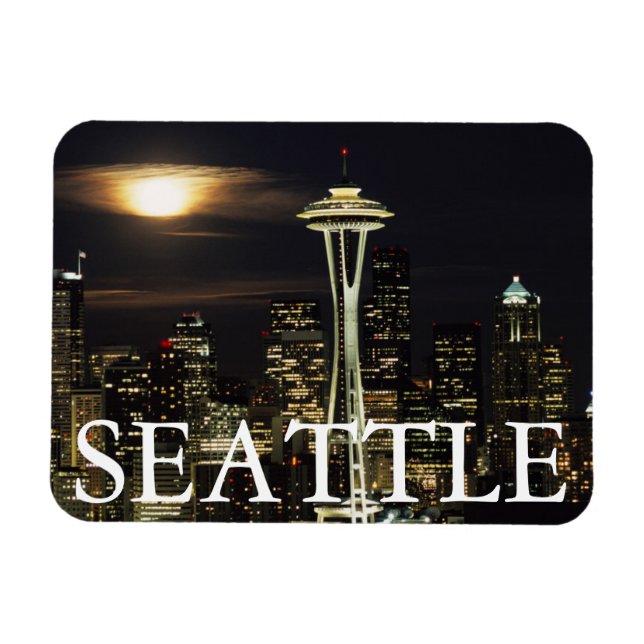 Washington, Seattle, Skyline på natten från Kerry  Magnet (Horisontell)