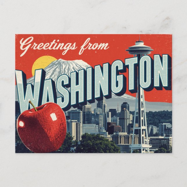 Washington Seattle Space Needle Apple Vykort (Framsida)