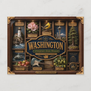 Washington Shadow Box 3D Figurin Delstat Vykort