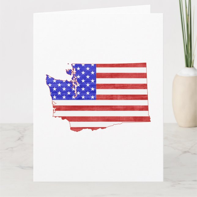 Washington Shaped American Flagga Patriotic Kort (Framsida)