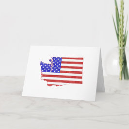 Washington Shaped American Flagga Patriotic Kort