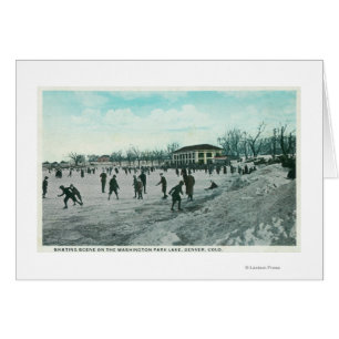 Washington Sjö Park Ice Skating Scene Hälsningskort