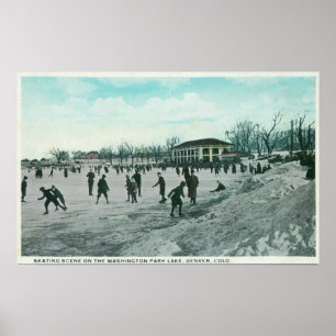 Washington Sjö Park Ice Skating Scene Poster