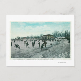Washington Sjö Park Ice Skating Scene Vykort