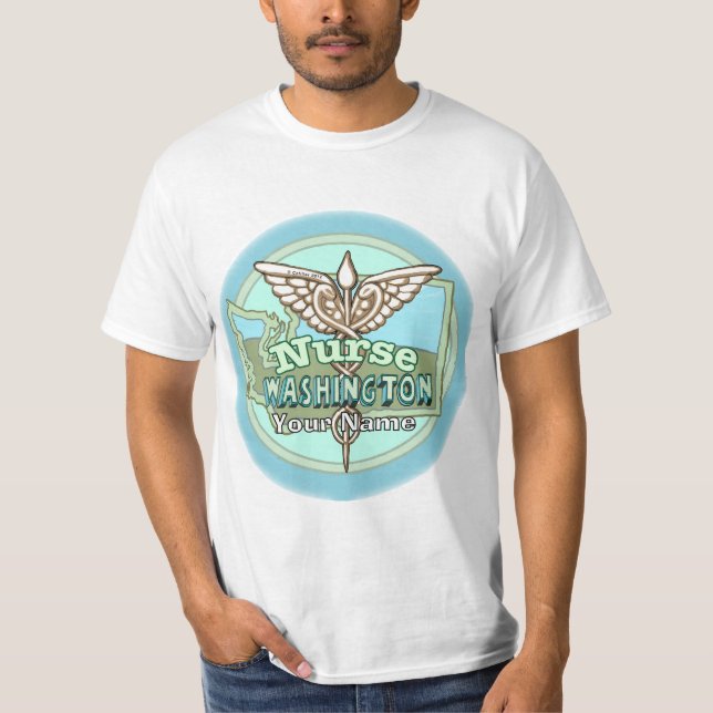 Washington Sjuksköterska Caduceus T Shirt (Framsida)