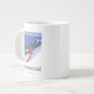 Washington Snowboarding Vintage resor Poster Jumbo Mugg