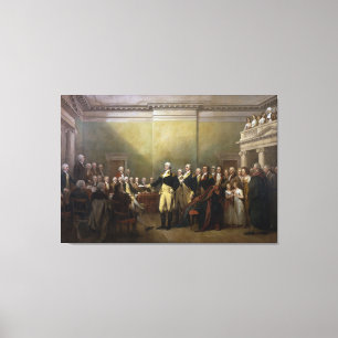 Washington som avgår hans kommission John Trumbul Canvastryck