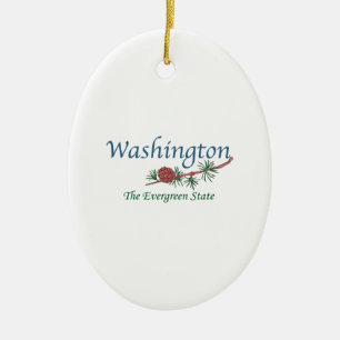 Washington som det vintergrönt påstår julgransprydnad keramik