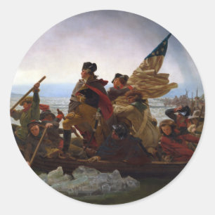 Washington som korsar Delaware av Emanuel Leutze Runt Klistermärke