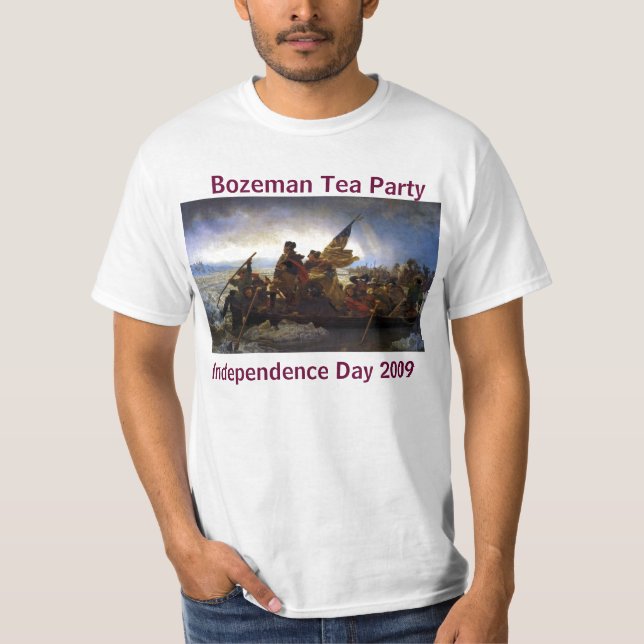 Washington som korsar Deleware, Bozeman Teaparty… T-shirt (Framsida)