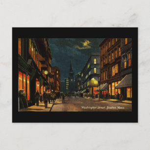 Washington St Boston MORSA i natt Vykort