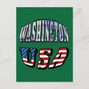 Washington State Bild och USA Flagga Text Vykort