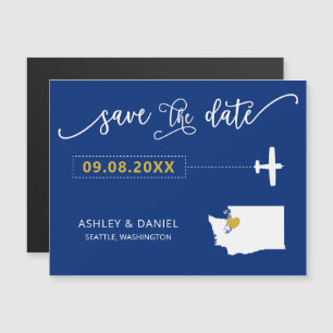Washington State Bröllop spara datum Card, Karta Magnetisk Inbjudningskort