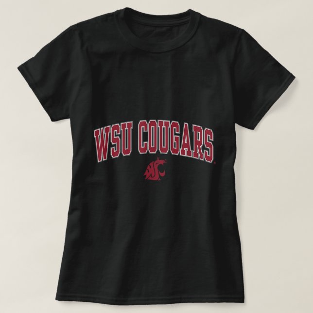 Washington State Cougars Arch over Black officiall T Shirt (Design framsida)