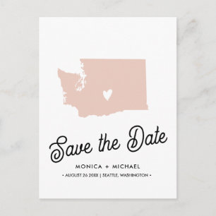 WASHINGTON State Destination Wedding ANY FÄRG Meddelande Vykort