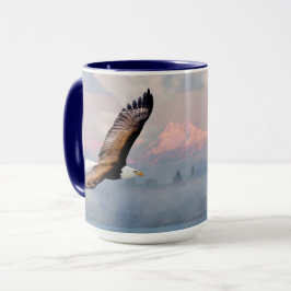 Washington State Eagle Over Olympic Mountains Blue Mugg