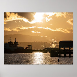 Washington State Ferries vid solnedgångsfotografer Poster