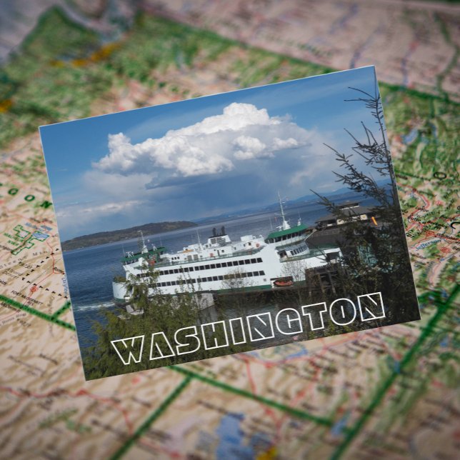 Washington State Ferry Travel Photo Vykort (In Situ Map)