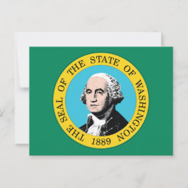 Washington State Flagga Grönt Fält Porträtt 1889 Vykort