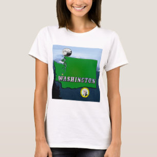 Washington State Karta Faux Quarter, Seal, bergen T Shirt