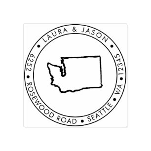 Washington State Karta Returadress Wood Stämpel