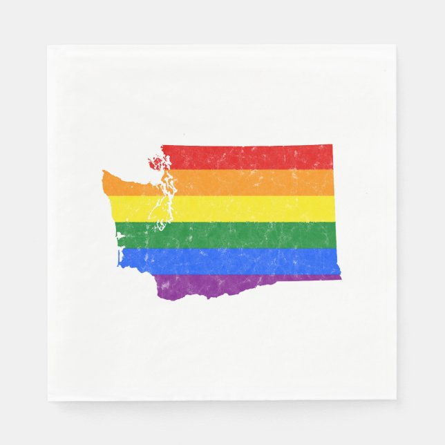Washington State Lgbt Rainbow Flagga Pappersservett (Framsidan)
