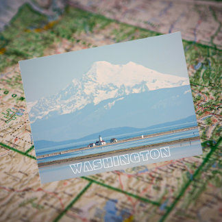 Washington State Mount Baker och Lighthouse Travel Vykort