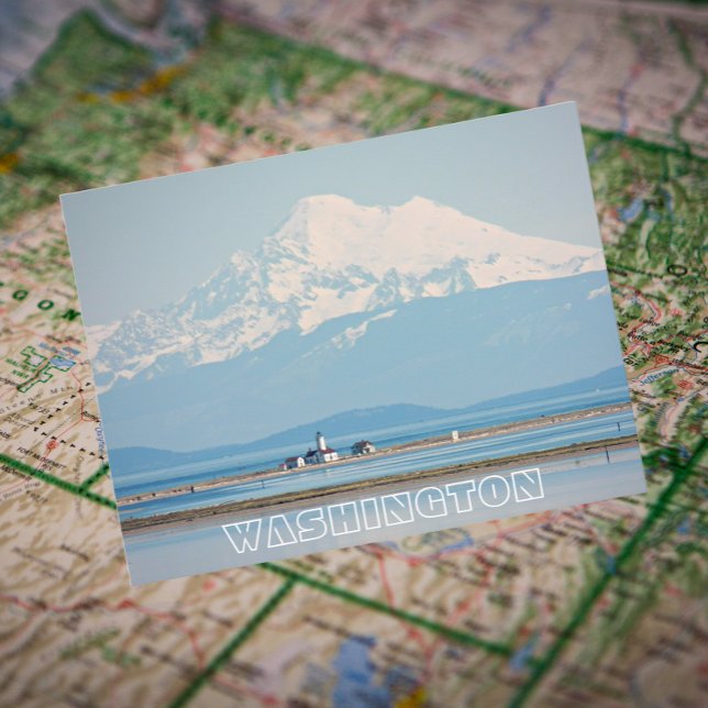 Washington State Mount Baker och Lighthouse Travel Vykort (In Situ Map)
