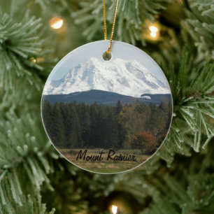 Washington State Mount Rainier liggande Julgransprydnad Keramik