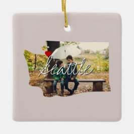 Washington State Photo infoga och namn Julgransprydnad Keramik