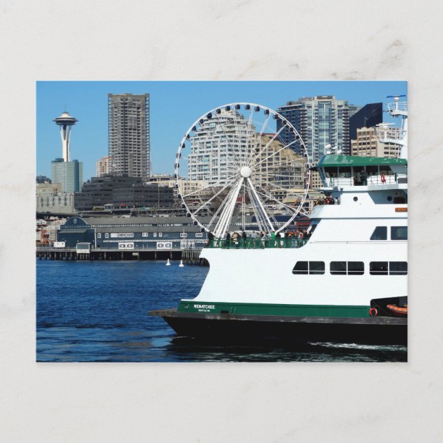 Washington State Postcard - Seattle och Ferry Vykort (Framsida)