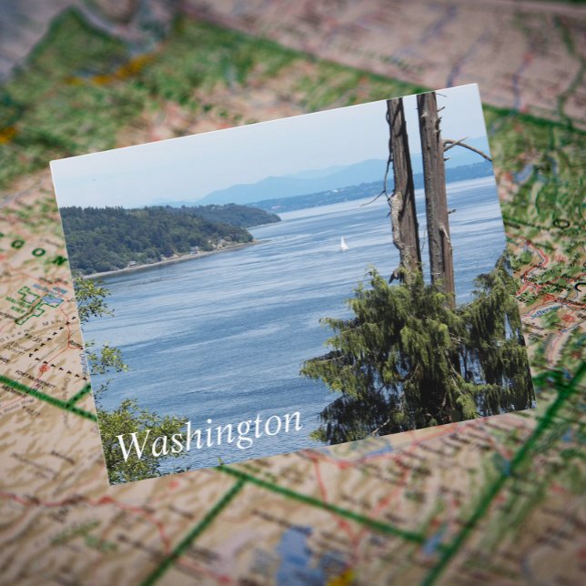 Washington State Puget Ljud Travel Photo Vykort (In Situ Map)