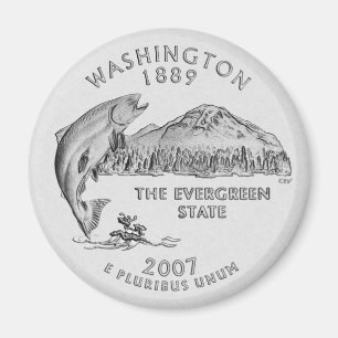 Washington State Quarter Grå Magnet