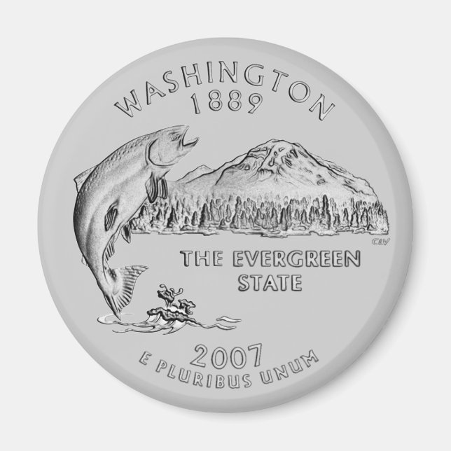 Washington State Quarter med din färg Magnet (Framsidan)