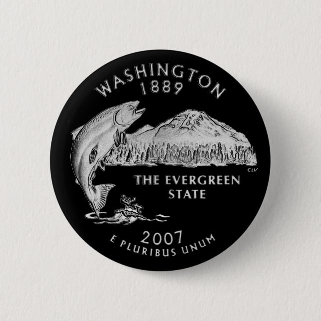 Washington State Quarter Svart Knapp (Framsida)