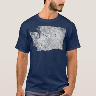 Washington State Träd Growth Ringar Karta T Shirt