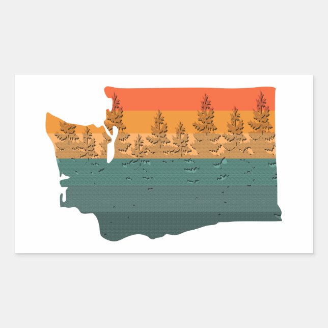 Washington State Träd Silhouette Rektangulärt Klistermärke (Framsida)