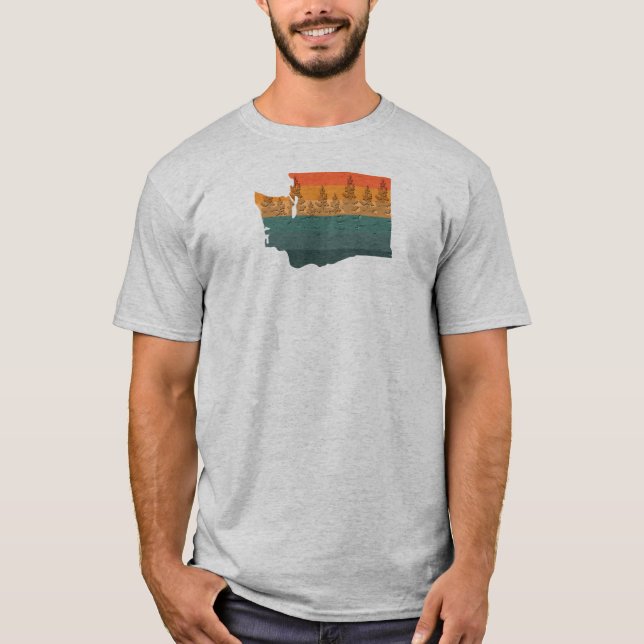 Washington State Träd Silhouette T Shirt (Framsida)
