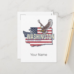 Washington State United Stater Karta USA Souvenir Helg Vykort